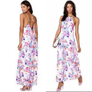 Nasty Gal Crystal Matrix Maxi Dress Open Back Slit